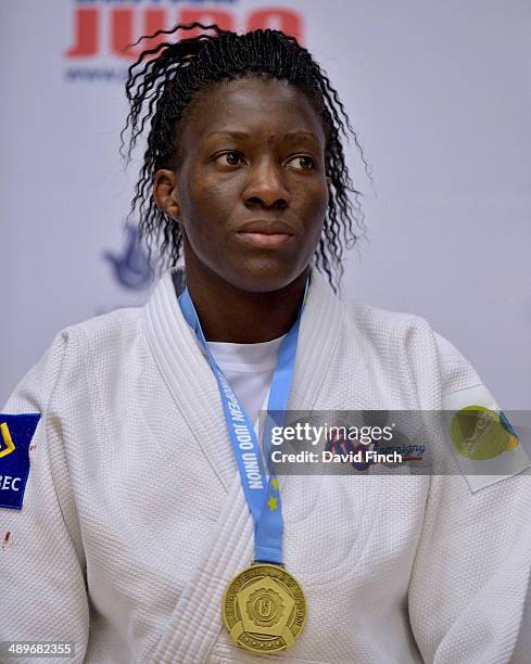 Under 78kg gold medallist, Geraldine Mentouopou of France, during the London British Open Senior European Judo Cup at the K2 Arena on May 11, 2014 in...