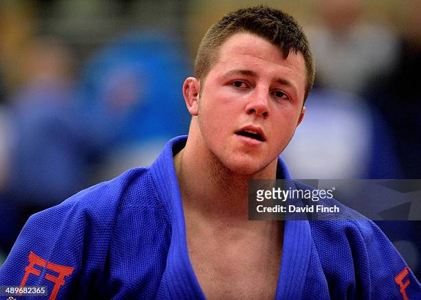Ben Fletcher of Great Britain looking relaxed after winnng the u100kg gold medal during the London British Open Senior European Judo Cup at the K2...