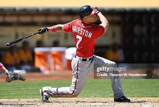 Scott Hairston of the Washington Nationals bats against the Oakland Athletics at O.co Coliseum on May 11, 2014 in Oakland, California.