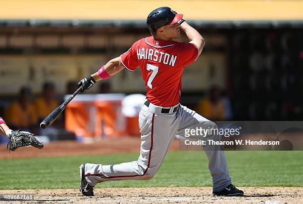 Scott Hairston of the Washington Nationals bats against the Oakland Athletics at O.co Coliseum on May 11, 2014 in Oakland, California.