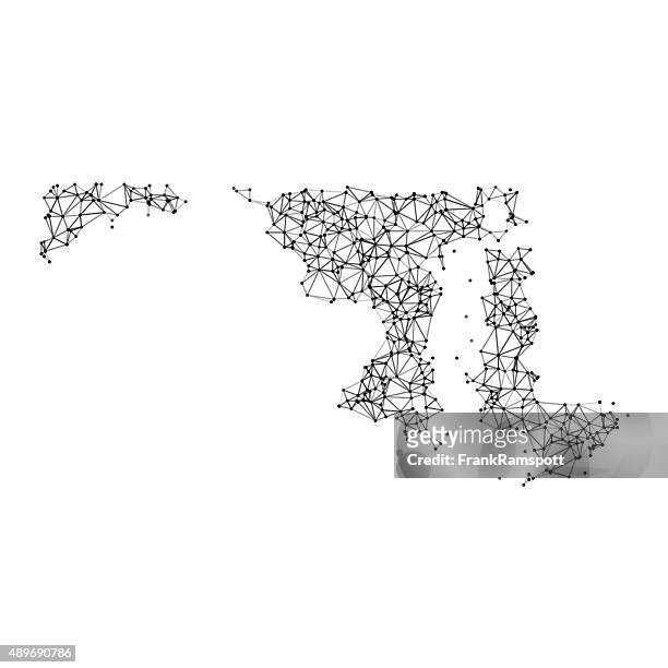 maryland-karte netzwerk schwarz und weiß - maryland us state stock-grafiken, -clipart, -cartoons und -symbole