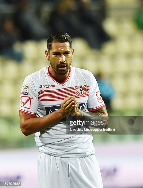 Marco Borriello of Carpi in action during the Serie A match between Carpi FC and SSC Napoli at Alberto Braglia Stadium on September 23, 2015 in...