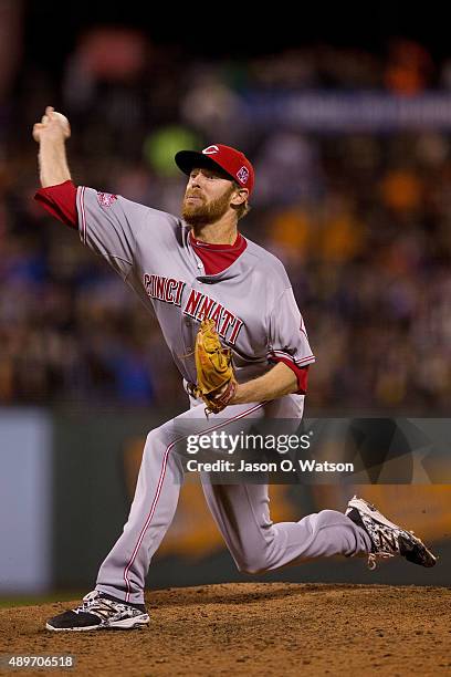 Collin Balester of the Cincinnati Reds pitches against the San Francisco Giants during the fifth inning at AT&T Park on September 14, 2015 in San...