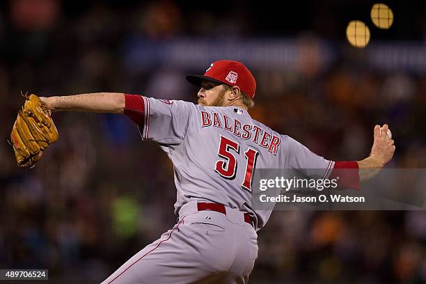 Collin Balester of the Cincinnati Reds pitches against the San Francisco Giants during the fifth inning at AT&T Park on September 14, 2015 in San...