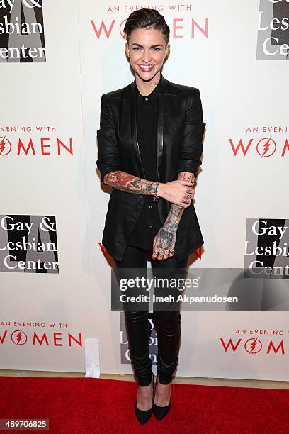 Model Ruby Rose attends The L.A. Gay & Lesbian Center's 2014 An Evening With Women at The Beverly Hilton Hotel on May 10, 2014 in Beverly Hills,...