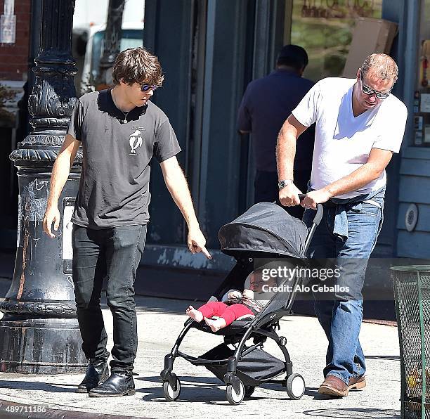 James Righton, Nicholas Righton, and Edie Righton are seen in Soho on September 23, 2015 in New York City.