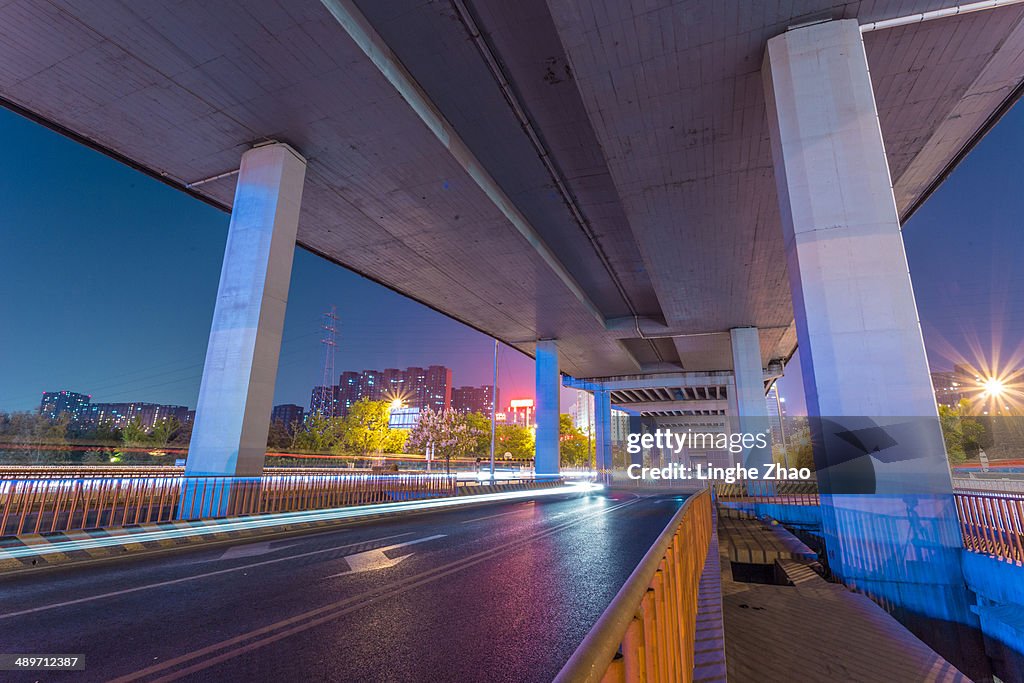 Overpass at night in Beijing