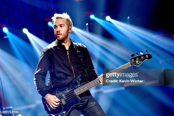 Musician Pete Wentz of Fall Out Boy performs at the 2015 iHeartRadio Music Festival at the MGM Grand Garden Arena on September 19, 2015 in Las Vegas,...