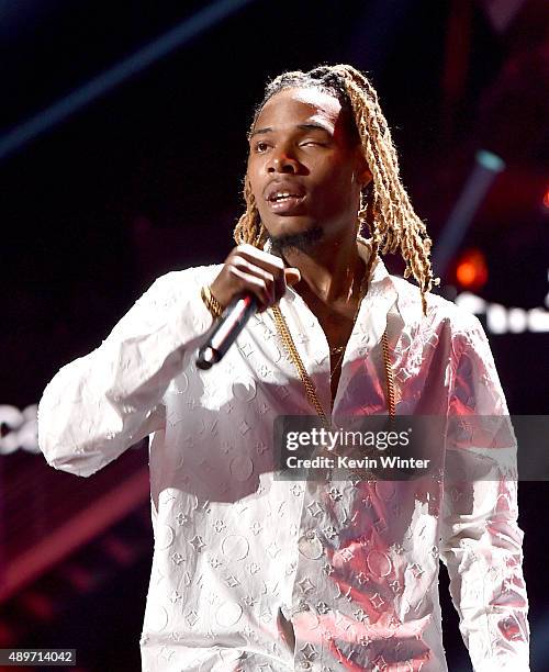 Rapper Fetty Wap performs at the 2015 iHeartRadio Music Festival at the MGM Grand Garden Arena on September 19, 2015 in Las Vegas, Nevada.