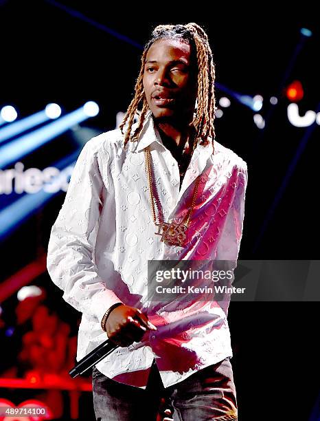 Rapper Fetty Wap performs at the 2015 iHeartRadio Music Festival at the MGM Grand Garden Arena on September 19, 2015 in Las Vegas, Nevada.