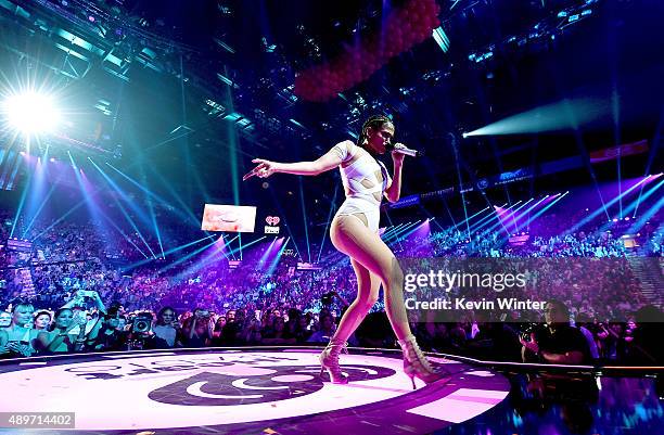 Singer Jennifer Lopez performs at the 2015 iHeartRadio Music Festival at the MGM Grand Garden Arena on September 19, 2015 in Las Vegas, Nevada.