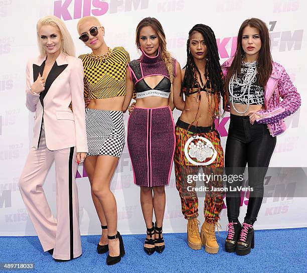 Lauren Bennett, Paula Van Oppen, Emmalyn Estrada, Simone Battle and Natasha Slayton of the group G.R.L. Attend 102.7 KIIS FM's 2014 Wango Tango at...