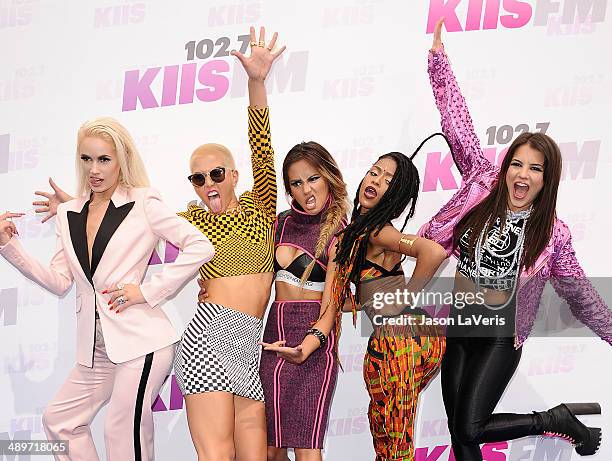 Lauren Bennett, Paula Van Oppen, Emmalyn Estrada, Simone Battle and Natasha Slayton of the group G.R.L. Attend 102.7 KIIS FM's 2014 Wango Tango at...