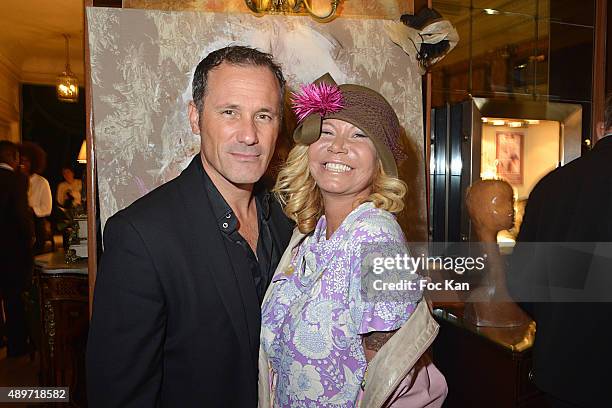 Actors Claudio Lemmi and Fiona Lemmi attend the Hotel Westminster Shop Window Unveiling on September 23, 2015 in Paris, France.