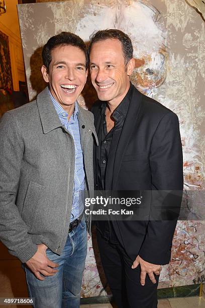 Actors Yoann Sover and Claudio Lemmi attend the Hotel Westminster Shop Window Unveiling on September 23, 2015 in Paris, France.