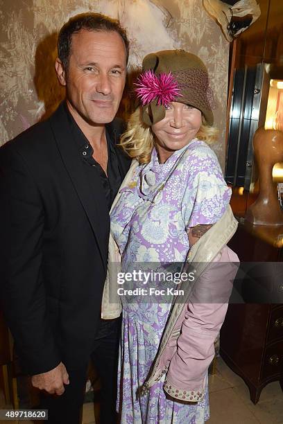 Claudio Lemmi and Fiona Gelin attend the Hotel Westminster Shop Window Unveiling on September 23, 2015 in Paris, France.