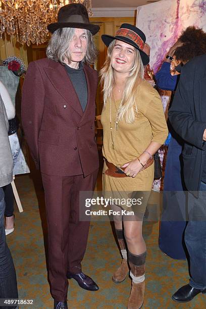 Shoe designer Paulus Bolten and Geraldine Beigbeder attend the Hotel Westminster Shop Window Unveiling on September 23, 2015 in Paris, France.