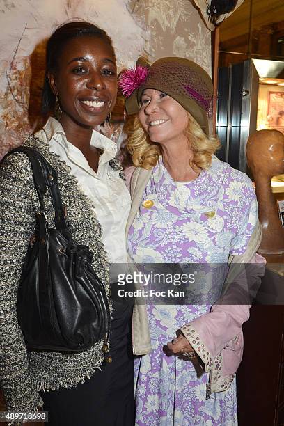 Fiona Gelin and a guest attend the Hotel Westminster Shop Window Unveiling on September 23, 2015 in Paris, France.