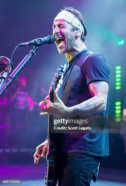 Sully Erna of Godsmack performs during the 1000HP Tour at The Fillmore Detroit on September 23, 2015 in Detroit, Michigan.