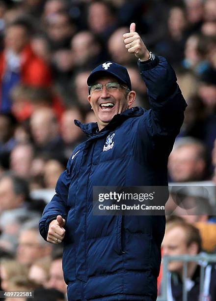 Tony Pulis the Crystal Palace manager during the Barclays Premier League match between Fulham and Crystal Palace at Craven Cottage on May 11, 2014 in...