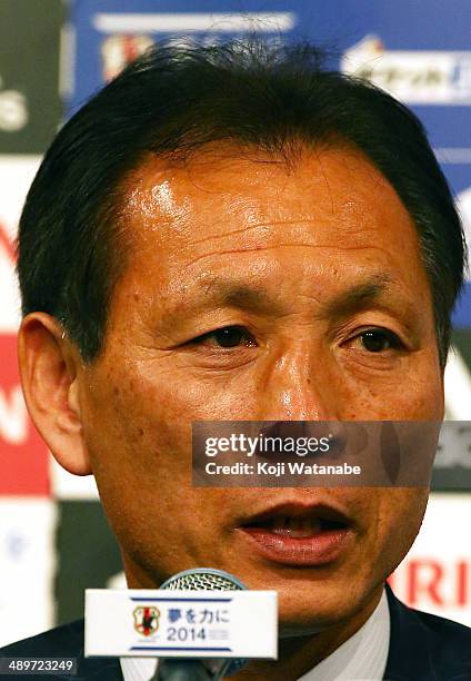 General Secretary of the Japanese Football Association Hiromi Hara attends a news conference to announce the Japan squad for the 2014 FIFA World Cup...