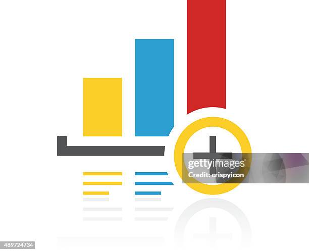 bar graph icon on a white background. - color series - adding value icon stock illustrations