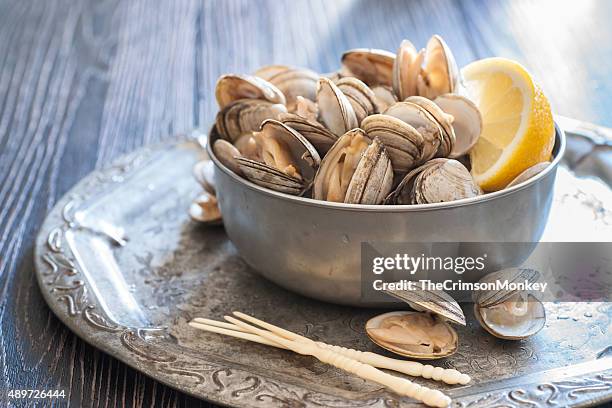 fresh steamed clams - clams stock pictures, royalty-free photos & images