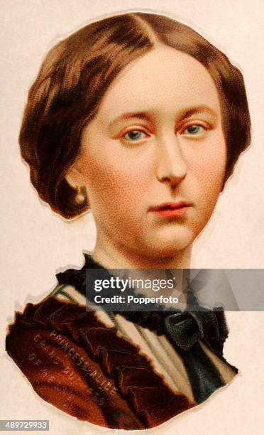 Chromolithograph of Princess Alice, the Grand Duchess of Hesse and the third child of Queen Victoria and Prince Albert, published in London, circa...