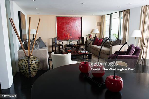 Nancy Conrad's extensively renovated condo in the Watergate building is pictured on August 22, 2015. The living room is pictured.