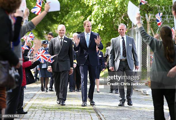 Prince William, Duke of Cambridge arrives at the Royal Navy Submarine Museum on May 12, 2014 in Gosport, England.