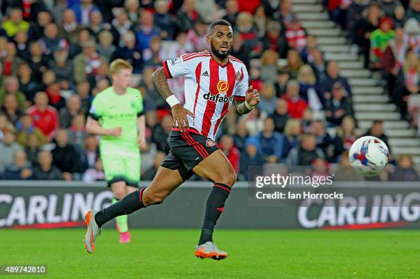 Yann M'Vila of Sunderland during the Capital One Cup Third Round match between Sunderland and Manchester City at the Stadium of Light on September...