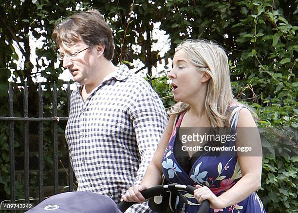 David Mitchell and wife Victoria Coren Mitchell taking a stroll on September 12, 2015 in London, England.