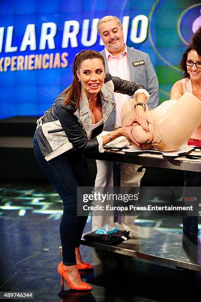 Pilar Rubio attends 'El Hormiguero' Tv Show on September 23, 2015 in Madrid, Spain.