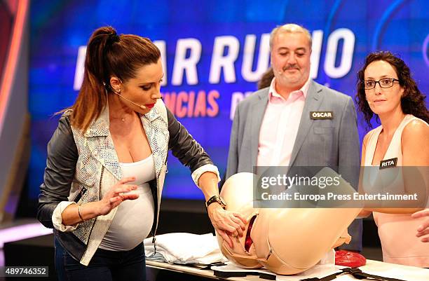 Pilar Rubio attends 'El Hormiguero' Tv Show on September 23, 2015 in Madrid, Spain.