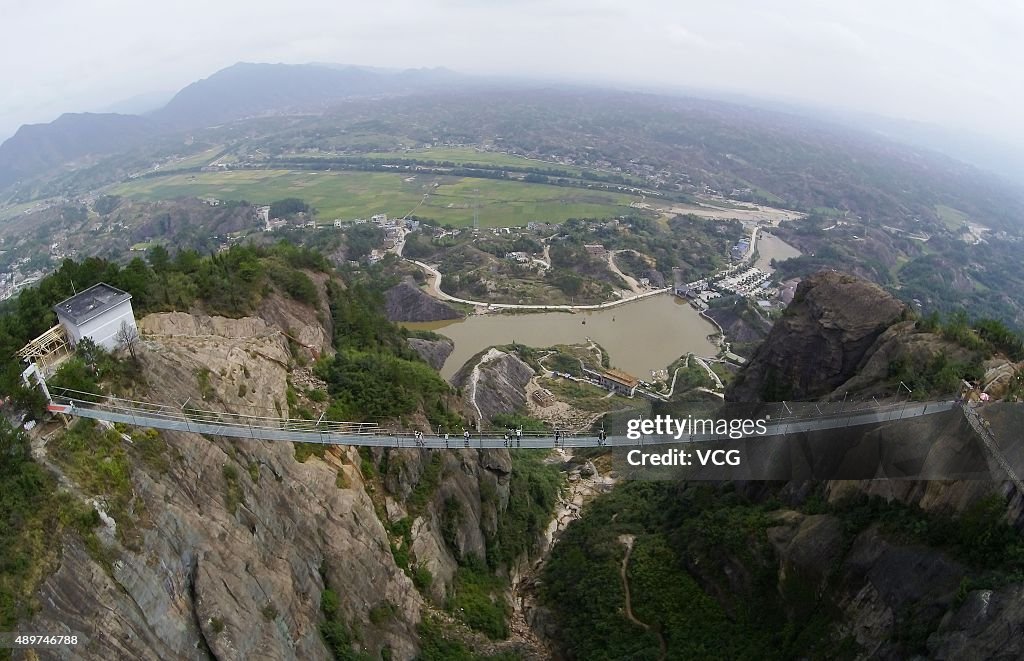 Glass Suspension Bridge Is Open To The Public In Hunan