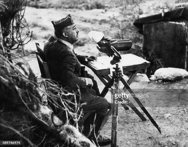 An undated and unlocated picture of General Francisco Franco watching the front during the Civil War. Spain marked 70 years since the outbreak of the...