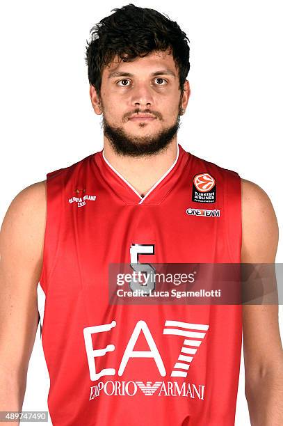 Alessandro Gentile, #5 of EA7 Emporio Armani Milan poses during the 2015/2016 Turkish Airlines Euroleague Basketball Media Day at Mediolanumforum on...