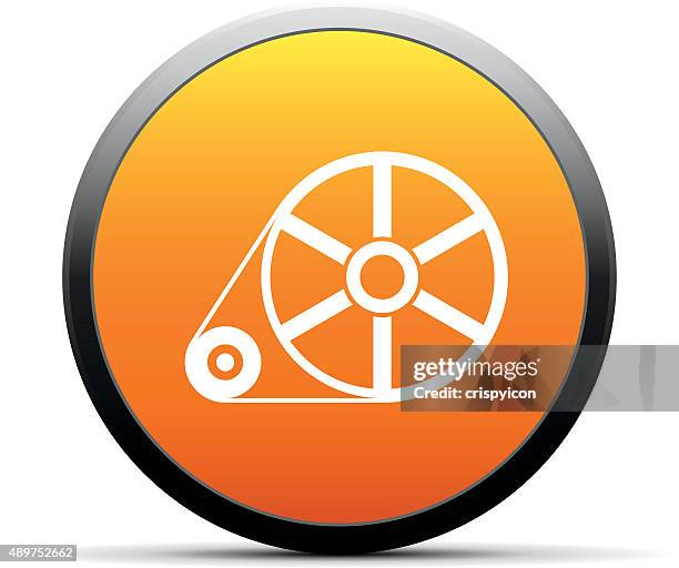 flywheel icon on a round button. - simple series - fly wheel stock illustrations