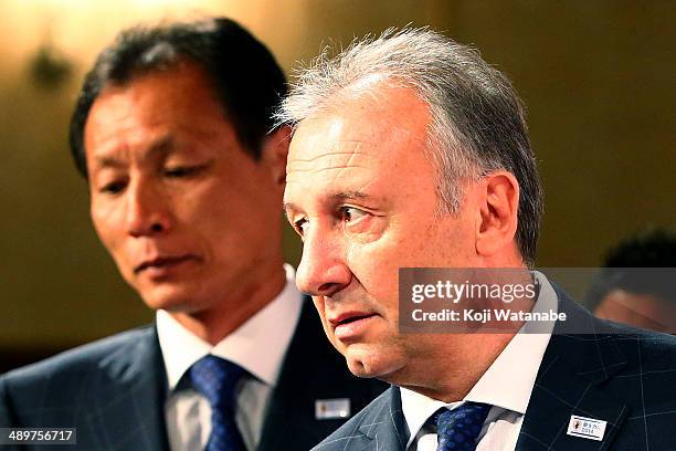 Head Coach of Japan Alberto Zaccheroni attend announces the members for 2014 FIFA World Cup Japanese men's national team during the news conference...