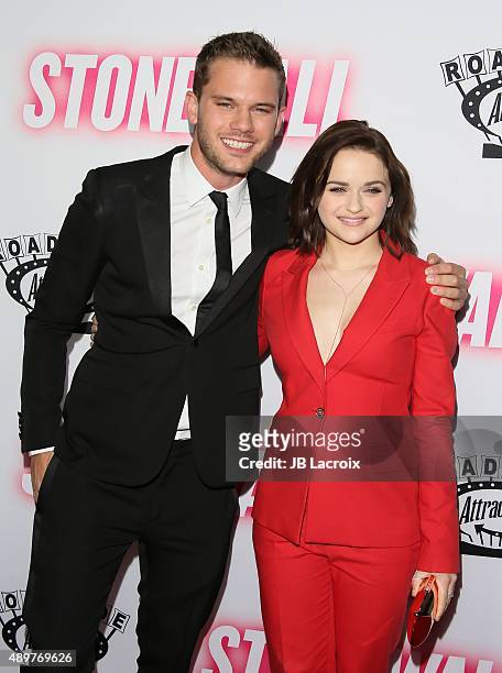 Jeremy Irvine and Joey King attend the premiere of Roadside Attractions' 'Stonewall' at the Pacific Design Center on September 23, 2015 in West...