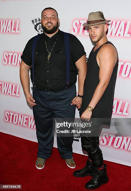 Daniel Franzese and Joseph Bradley Phillips attend the premiere of Roadside Attractions' 'Stonewall' at the Pacific Design Center on September 23,...