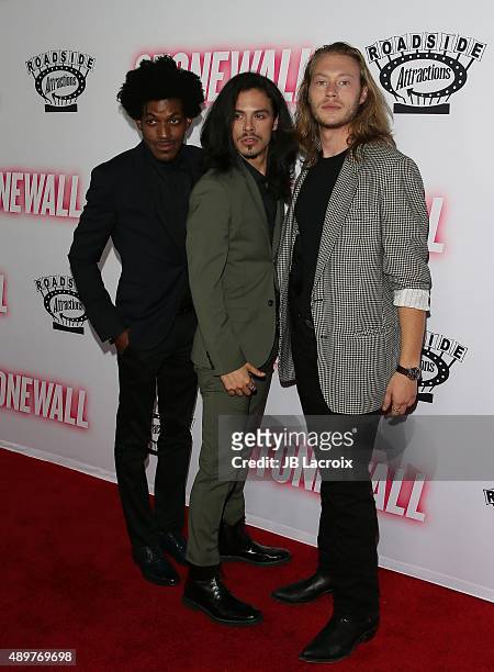 Vladimir Alexis, Jonny Beauchamp and Ben Sullivan attend the premiere of Roadside Attractions' 'Stonewall' at the Pacific Design Center on September...