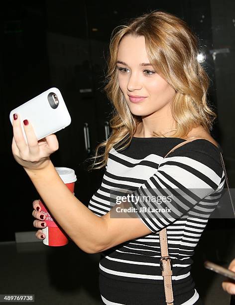 Hunter King attends the premiere of Roadside Attractions' 'Stonewall' at the Pacific Design Center on September 23, 2015 in West Hollywood,...