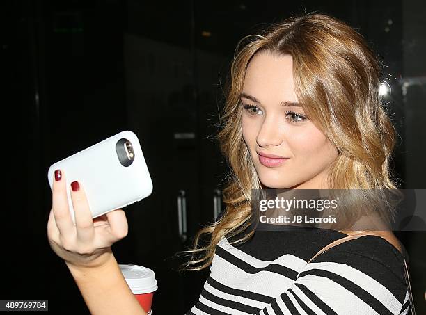 Hunter King attends the premiere of Roadside Attractions' 'Stonewall' at the Pacific Design Center on September 23, 2015 in West Hollywood,...