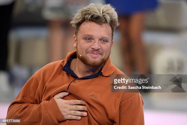Menowin Froehlich attends the final show of Promi Big Brother 2015 at MMC studios on August 28, 2015 in Cologne, Germany.