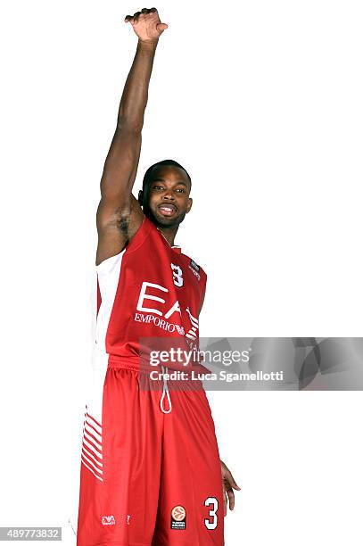Oliver Lafayette, #3 of EA7 Emporio Armani Milan poses during the 2015/2016 Turkish Airlines Euroleague Basketball Media Day at Mediolanumforum on...