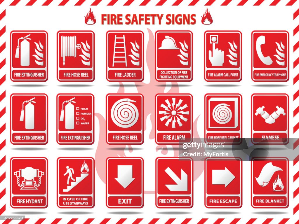 Fire Safety Signs High-Res Vector Graphic - Getty Images