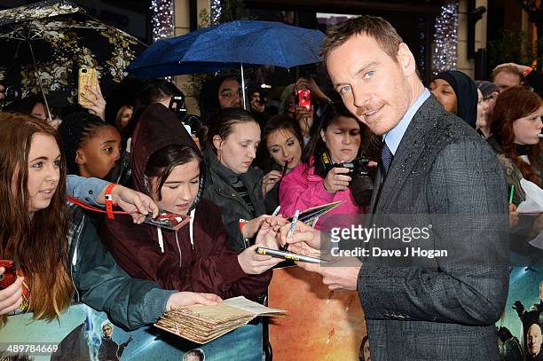 Michael Fassbender attends the UK premiere of 'X-Men: Days Of Future Past' at the Odeon Leicester Square on May 12, 2014 in London, England.