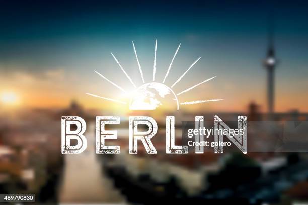 blurred berlin vector background with vintage line art icon - berlin cathedral stock illustrations