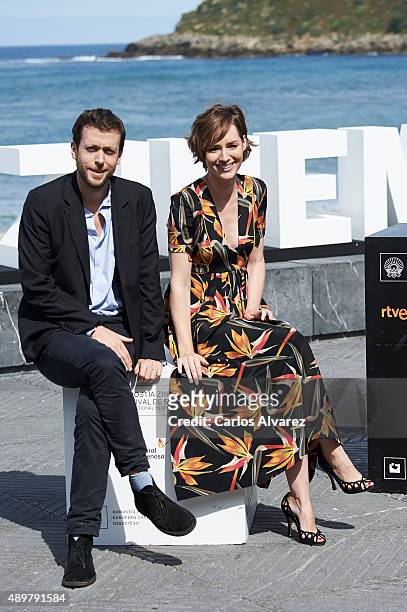 Director Joachim Lafosse and French actress Louise Bourgoin attend the "Les Chevaliers Blancs" photocall at the Kursaal Palace during the 63rd San...